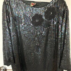 Dressy Black squin and bead top